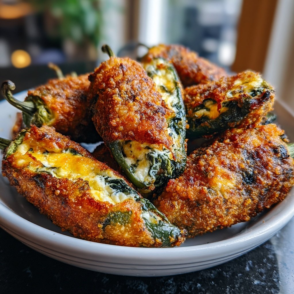 Jalapeno Poppers with Spinach Feta Filling