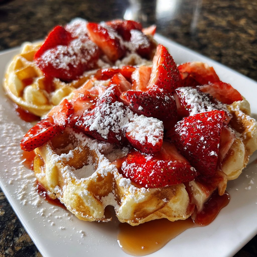 Valentines Breakfast Strawberry Waffles