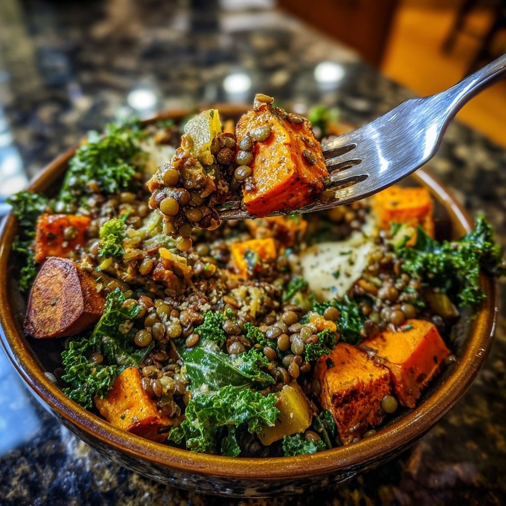 Roasted Veggie Lentil Grain Bowl
