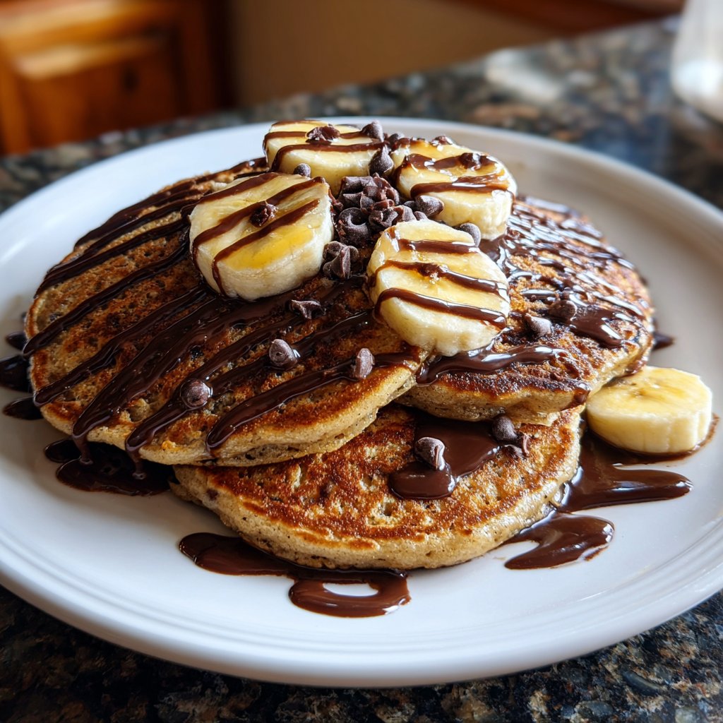 Valentines Breakfast Chocolate Banana Pancakes