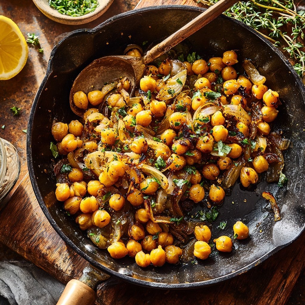 Roasted Lemon Garlic Chickpea Skillet