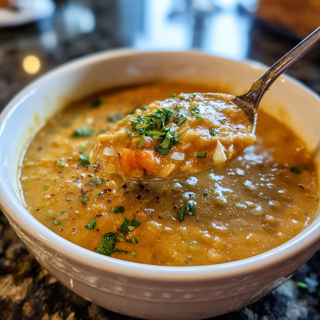 Creamy Garlic Lentil Soup