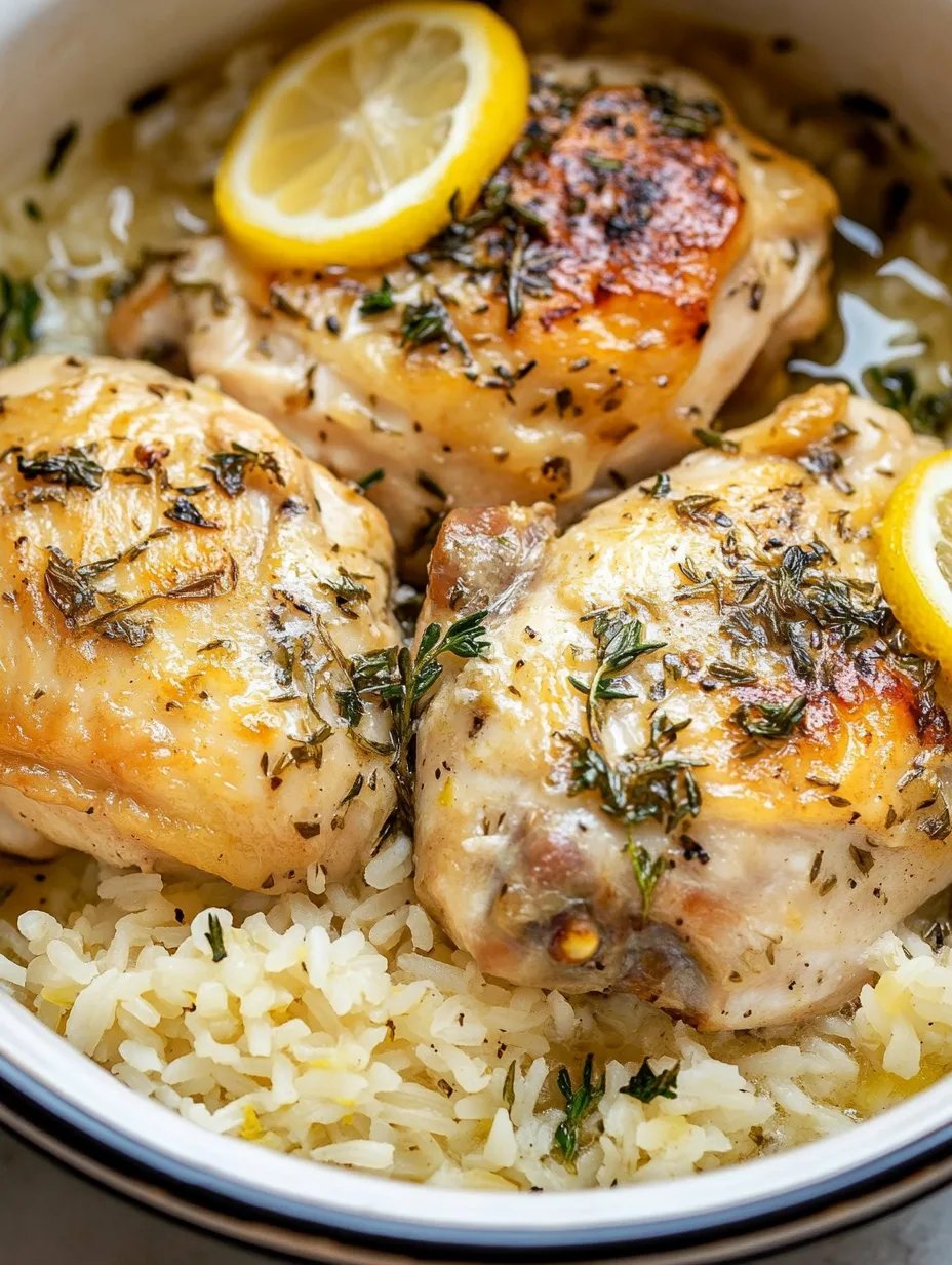 Slow Cooker Lemon Herb Chicken and Rice