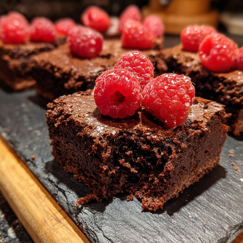 Cottage Cheese Brownies with Raspberries