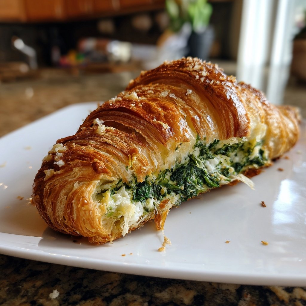 Healthy Spinach and Feta Croissant