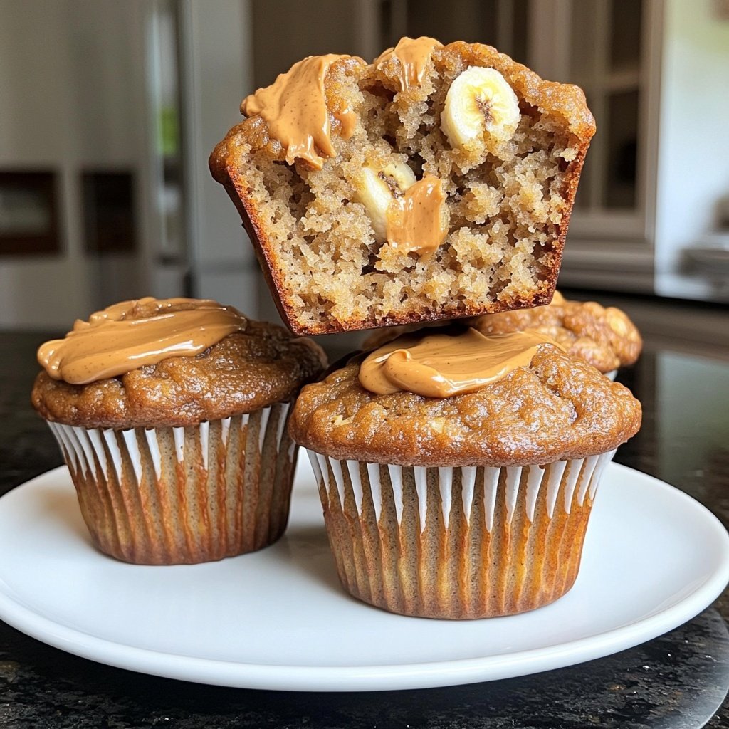 Healthy Peanut Butter Banana Muffins