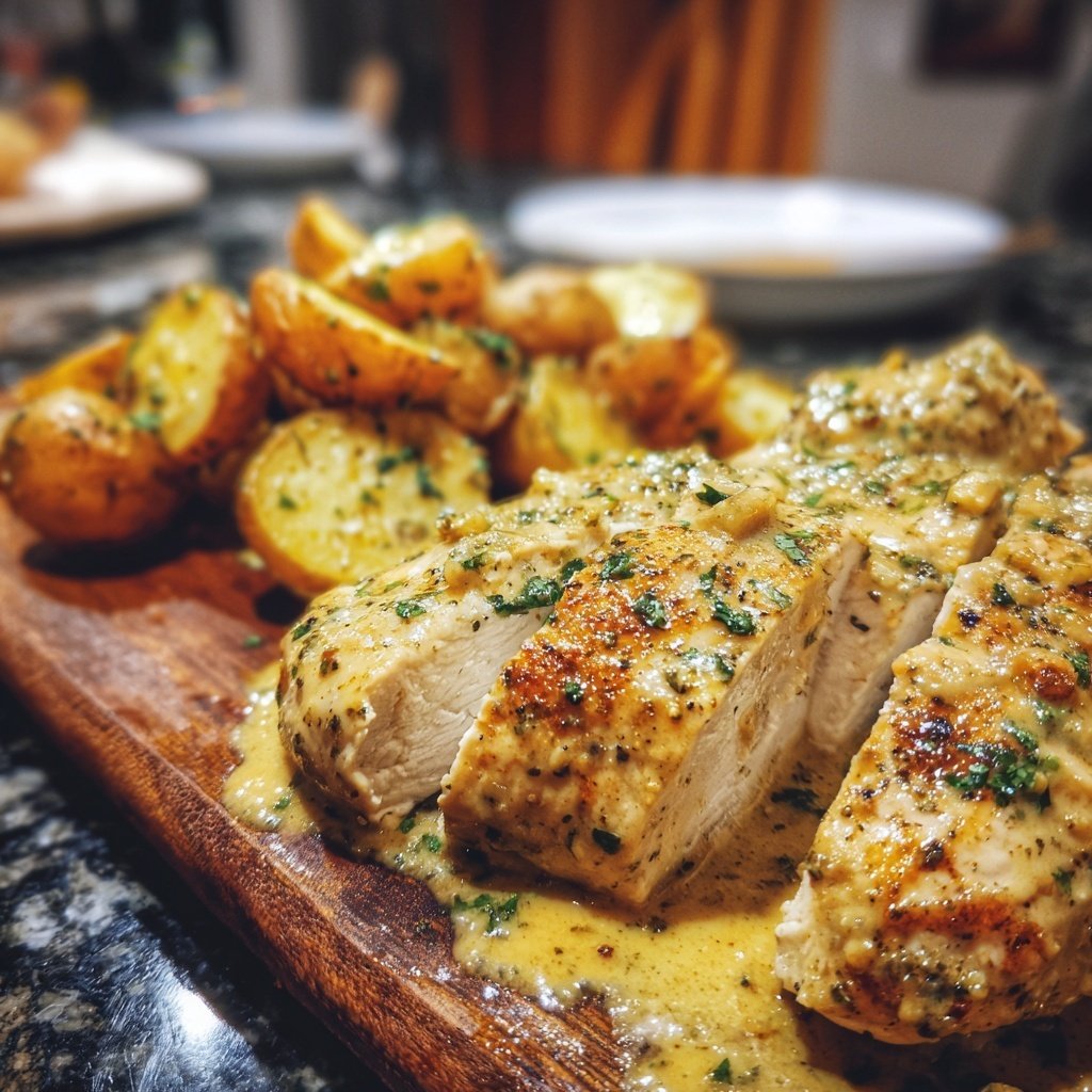 Creamy Dijon Chicken With Roasted Potatoes