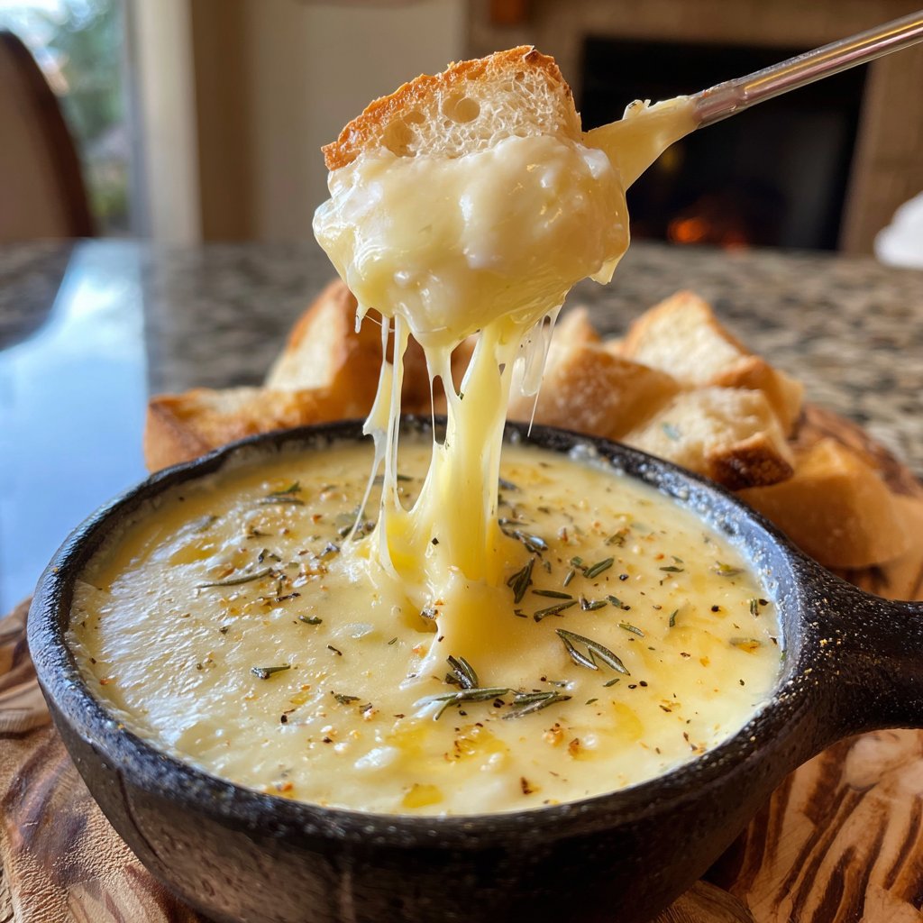 Fondue with White Cheddar and Rosemary