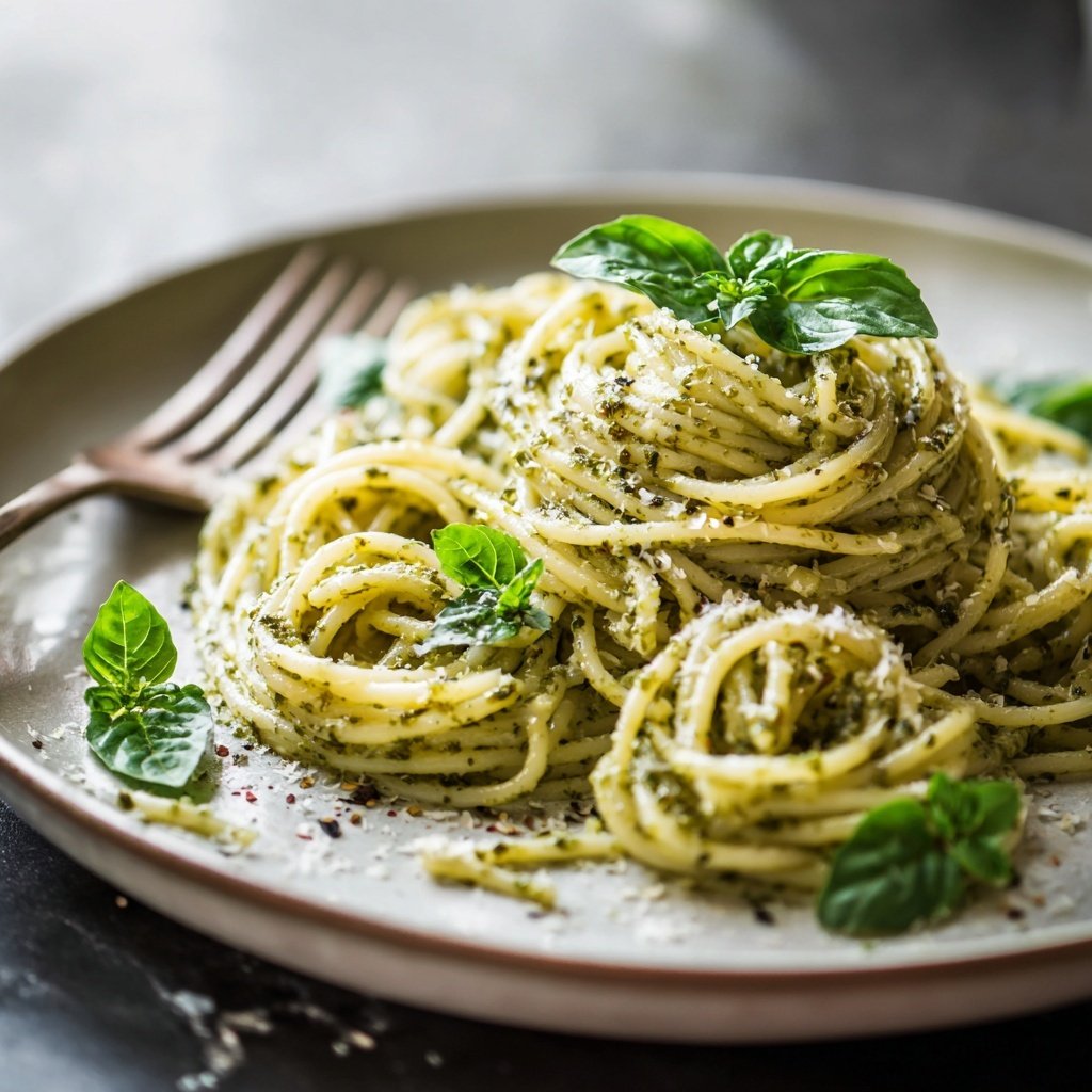 Angel Hair Pasta With Creamy Pesto